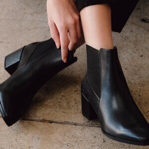 H&M Brown Leather Heeled Ankle Booties